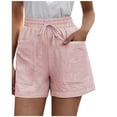 thumbnail image 2 of Jsaierl Shorts for Women Cotton Linen Drawstring Elastic Waisted Straight Wide Leg Lounge Shorts Comfy Solid Color Shorts Plus Size Shorts with Pocket, 2 of 5