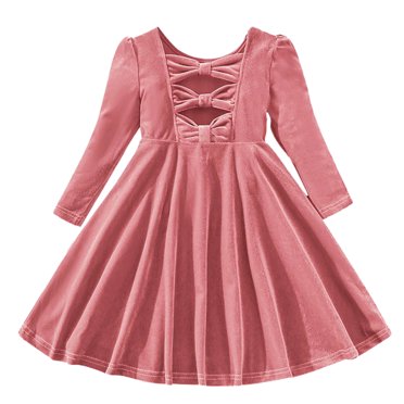 LUOGENLI Dress Toddler Girls Long Sleeve Dresses Bowknot Hollow out Princess Dress Clothes Maxi Skirt Sets Girls 2 Piece Outfits Plus Size 4-5 Years
