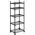 thumbnail image 1 of SUSUZI 5 Tier Rolling Storage Shelf with Wheels, 100LBS Capacity Chrome Iron Mobile Storage Rack, 16"W x 13"D x 60"H Standing Shelving Unit for Kitchen Laundry Pantry Garage, 1 of 6