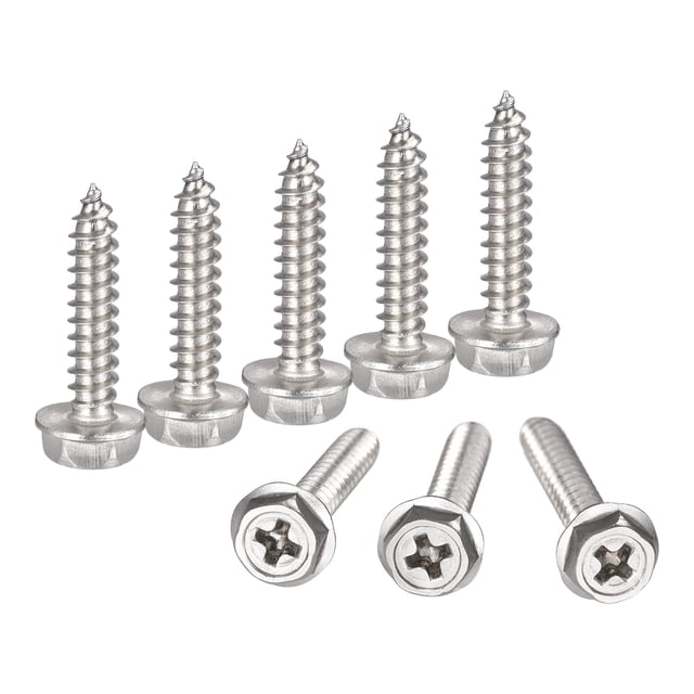 Unique Bargains Rondelle Hexagonale Phillips en Acier Inoxydable 304 M4 x 20 mm à Vis Autotaraudeuses, Lot de 25