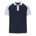 thumbnail image 3 of EGNMCR T-Shirts pour Homme Hommes Décontracté Uni Col Rabattu Chandail Patchwork Fermeture Éclair Manches Courtes Blouse Cadeaux pour Hommes, 3 of 7