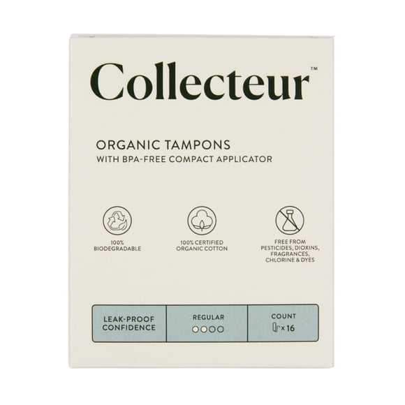 Collecteur 100% Certified Organic Cotton Tampons, Regular Absorbency - 16 count