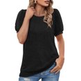 thumbnail image 3 of Timegard Hauts pour Femmes Col Rond Manches Courtes en Maille Bouffante Confortable Été Décontracté Ample Chemise Haut Blouse, 3 of 5