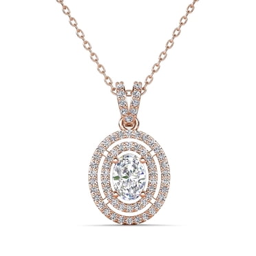 Cate & Chloe Zelda 18k Rose Gold Plated Pendant Necklace with Simulated Diamond Crystals for Women