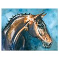thumbnail image 1 of Design Art Cheval Brun Sur Bleu Aquarelle Art Sur Toile, 1 of 3