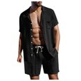 thumbnail image 3 of Kcodviy Men's Spring Two-Piece Suit Prom Suits Solid Color Short Sleeve Men Tuxedo Suit Turndown Top Shorts Pant Wool Suit and Suit, 3 of 8