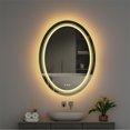 thumbnail image 3 of Wisfor LED Lighted Bathroom Mirror: 600x800mm Oval Makeup Mirror with Dimmable LED Light Anti-Fog Smart Touch Sensor Memory Function Wall Vanity Shaving Mirror, Backlit + Front Lighted, 3 of 9