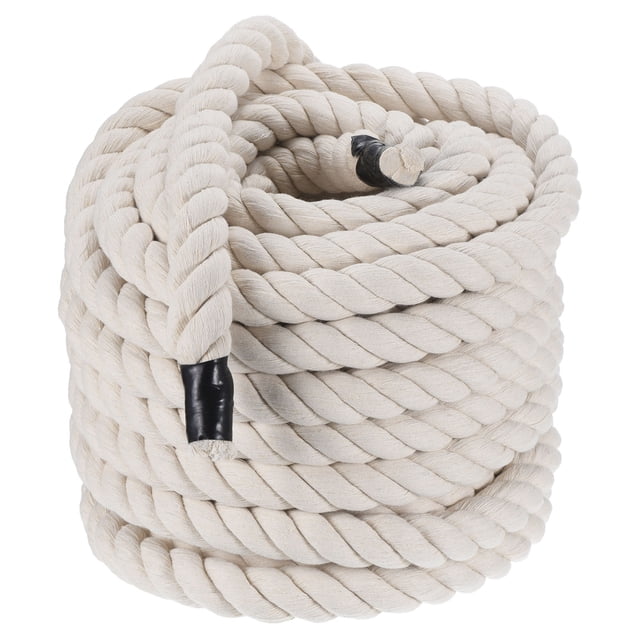 Unique Bargains Tug of War Rope 1 Inch x 50 Feet Natural Thick Cotton Rope Twisted Cotton Rope, White