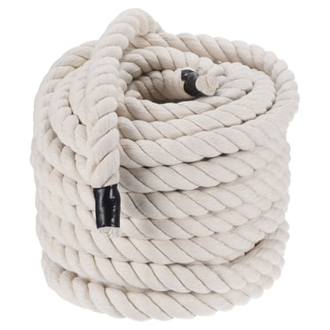 Unique Bargains Tug of War Rope 1 Inch x 50 Feet Natural Thick Cotton Rope Twisted Cotton Rope, White