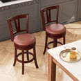 thumbnail image 2 of Gymax 26'' Counter Height Swivel Barstools Set of 2 High Backs & Footrests Solid Wood, 2 of 8
