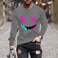 thumbnail image 2 of Haut Imprimé à la Mode pour Hommes avec Col Rond à Manches Longues et Visage Souriant Haut/chemise Impriméx, 2 of 4