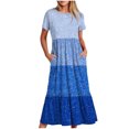 thumbnail image 1 of Dresses for Women Womens Round Neck Short Sleeve Printed Dress, 1 of 1
