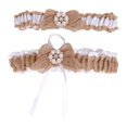 thumbnail image 2 of 2 Piece Womens Lace Flower Leg Garter Stretch Leg Garter Belt Belt Rings Brown, 2 of 9