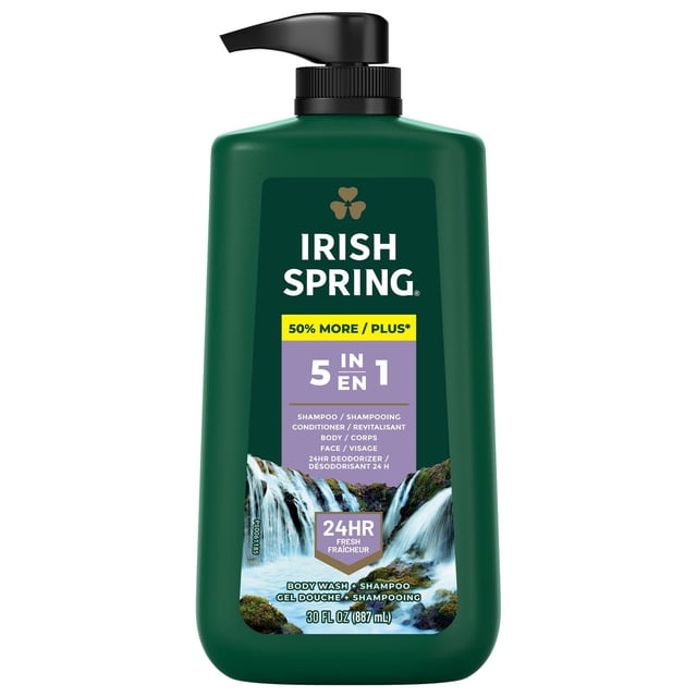 Irish Spring 5-in-1 Body Wash for Men, 887 mL Pump