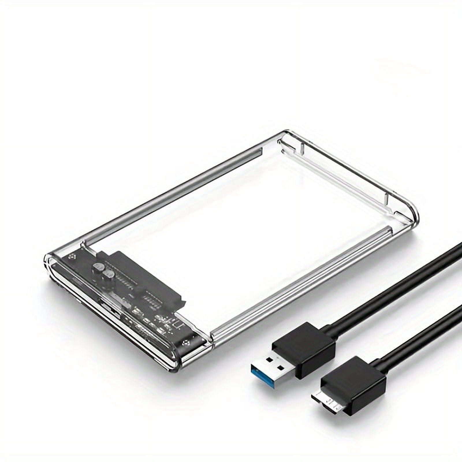 MesaSe 1PC USB 3.0 External Hard Drive Enclosure With Cable 2.5inch SATA To USB3.0 UASP Clear Portable Hard Drive Case With 5Gbps Transfer Speed HDD Tool-Free Transparent Mobile External