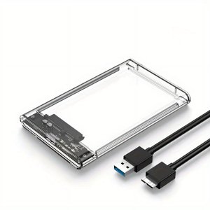 MesaSe 1PC USB 3.0 Boîtier externe du disque dur avec câble 2.5inch SATA Vers USB3.0 UASP Effacer le boîtier de disque dur portable avec 5Gbps Vitesse de transfert HDD Sans outil Transparent Mobile Externe
