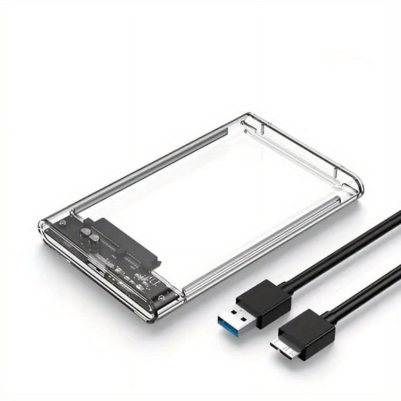 MesaSe 1PC USB 3.0 External Hard Drive Enclosure With Cable 2.5inch SATA To USB3.0 UASP Clear Portable Hard Drive Case With 5Gbps Transfer Speed HDD Tool-Free Transparent Mobile External