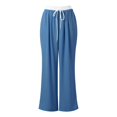 thumbnail image 4 of YFELWZ Women's Plus Size Color Contrast Draw Rope Casual Wide Leg Pocket Straight Leg Loose Wide Leg Pants Blue M, 4 of 9