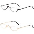 thumbnail image 1 of HSHDLDF Lunettes de Lecture Demi-Monture Rétro en Alliage pour Hommes, Lot de 2 Lunettes Demi-Monture Élégantes et Fines avec Pochette, 1 of 6