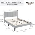 thumbnail image 3 of VECELO Queen Size Upholstered Beds, Modern Platform Bed Frame with Adjustable Headboard, Wooden Slats Support/No Box Spring Needed, Light Grey, 3 of 8