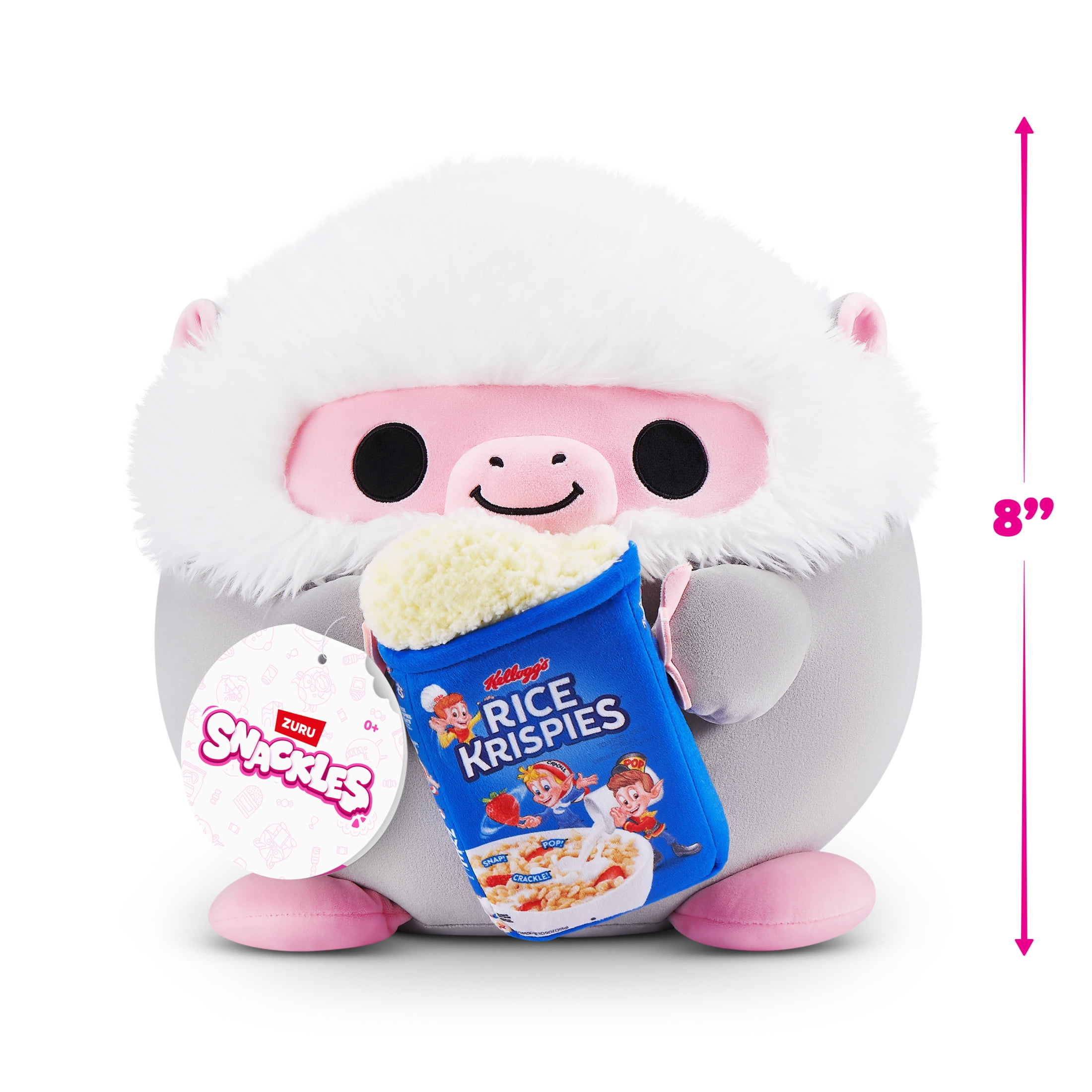 Snackles Peluche série 3 8 pouces sous licence de ZURU (Baboon w/Rice Krispies) de ZURU, Peluche avec licence accessoires Snack Brand