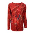 thumbnail image 5 of Mode Femmes Décontracté Vintage Imprimé Col en V Manches Longues Chemise Blouse Hauts, 5 of 5