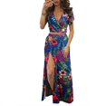 thumbnail image 1 of New Women's Explosion Style Classic Floral Two-piece Dress Print Dress Split Dress, 1 of 4