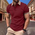 thumbnail image 1 of Shirts for Men, Mens Patchwork Fallow Button Round Neck Sports Short Sleeve Shirt, 1 of 6