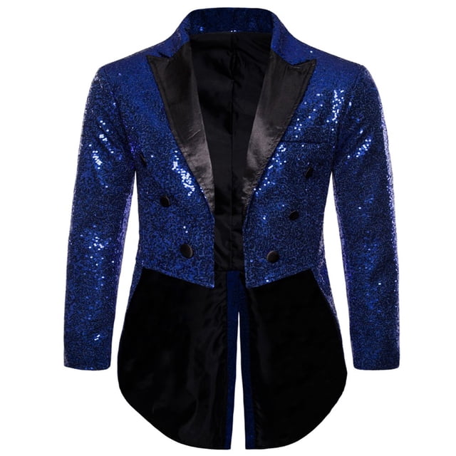 Costume pour Homme Paillettes Brillantes Col Rabattu Bal Queue-de-Pie Smoking