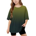 thumbnail image 1 of DecSea Girls Short Sleeve T shirt Kids Summer Oversized Gradient Crew Neck Tops Casual Basic Tee 5-14Years, 1 of 8