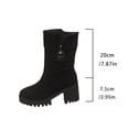 thumbnail image 4 of Wensltd Talons Hauts d'Automne pour Femmes Noir Bout Rond Bottes Mi-Mollet Épaisses Confortables Chaussures d'Hiver, 4 of 9