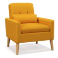 thumbnail image 1 of Gymax Fauteuil d'Appoint Moderne du Milieu du Siècle en Tissu de Lin avec Coussin Lombaire, 1 of 9