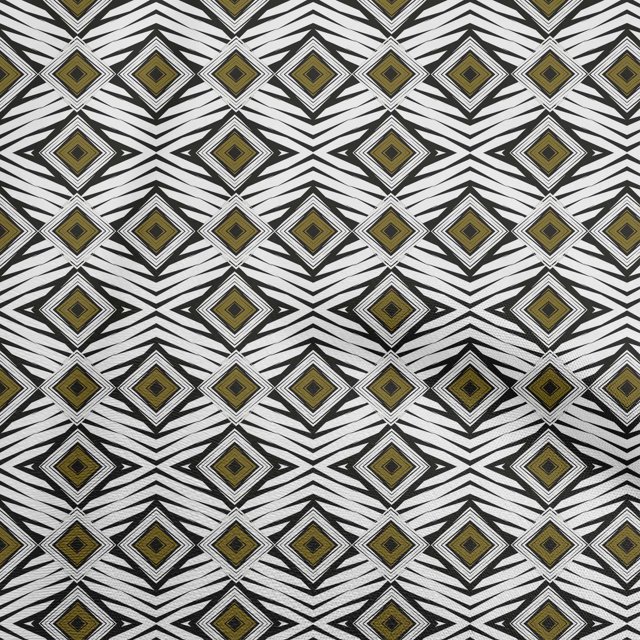 oneOone Cotton Poplin Dark Olive Green Fabric Abstract Geometric Craft Projects Decor Fabric Printed By The Yard 56 Inch Wide