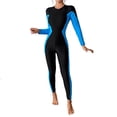 thumbnail image 1 of Brnmxoke One Piece Swimsuit Women Athletic Long Sleeve Full Body Rash Guard Tummy Control Zip Front Bathing Suit Blue,L, 1 of 8