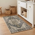 thumbnail image 1 of Exenoray Washable Bohemian Rug, Non-Slip Low Pile Printed Carpet, Faux Cashmere Surface, Vintage Blue 3*5, 1 of 7