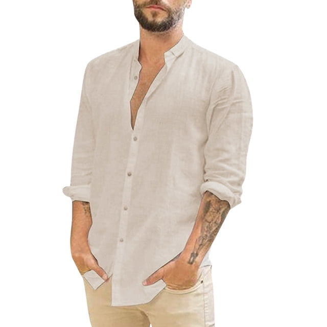 Kcodviy Chemise à Col Rabattu Chemise à Manches Longues en Maille Hauts Chemise à Manches Boutonnée Chemise à Manches Longues pour Homme Imprimé Décontracté Uni Chemises pour Hommes
