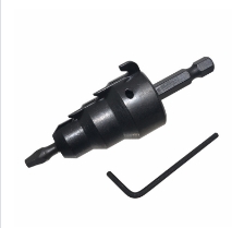 Powered conduit reamer with modified drill bit suitable for mounting on a power drill chuck