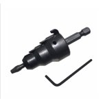 Powered conduit reamer with modified drill bit suitable for mounting on a power drill chuck