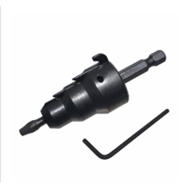 Powered conduit reamer with modified drill bit suitable for mounting on a power drill chuck
