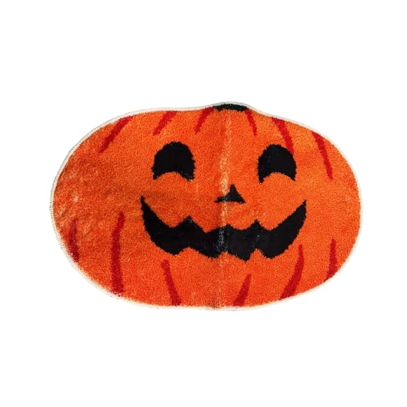 Halloween Pumpkin Shaped Bath Mat - Microfiber Absorbent Floor Covering for Bathroom Entryway Bedroom and Holiday Decor