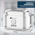 thumbnail image 4 of Culinary Chef Retro 2-Slice Toaster – Wide Slots, 900W Power, 5 Browning Levels, Bagel, Defrost & Cancel – White, 4 of 8