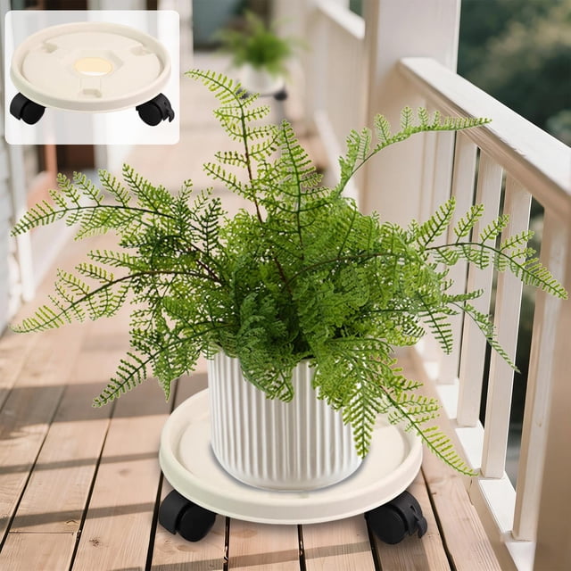 QTOCIO Mobile Tray With Plastic Belt Roller Circular Chassis Potted Plants Water Receiving Movable Pot Holders