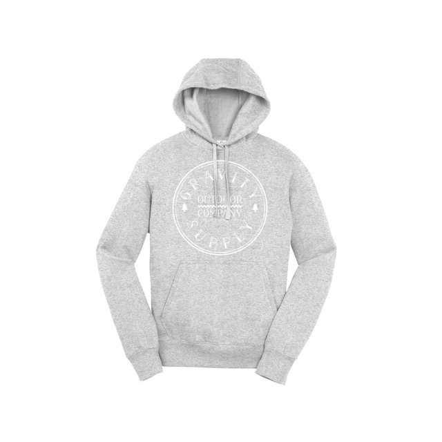 Gravity Supply Outdoor Hooded Pullover - White Logo - Athletic Heather - M