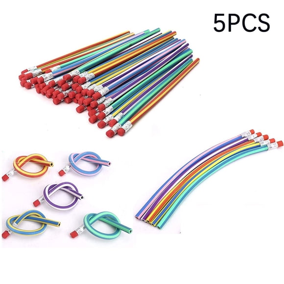 Amzcrzy Magic Pencil Divertissement Scolaire pour Enfants Rayé Coloré Crayon Doux Incurvé Stylos Fournitures Scolaires Stylos Writech Stylos pour l'École Fournitures pour Enseignants