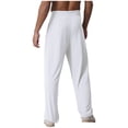 thumbnail image 2 of YiZYiF Men's Latin Dance Pant Salsa Rumba Tango Competition Ballroom Practice Pants Trousers White S, 2 of 5