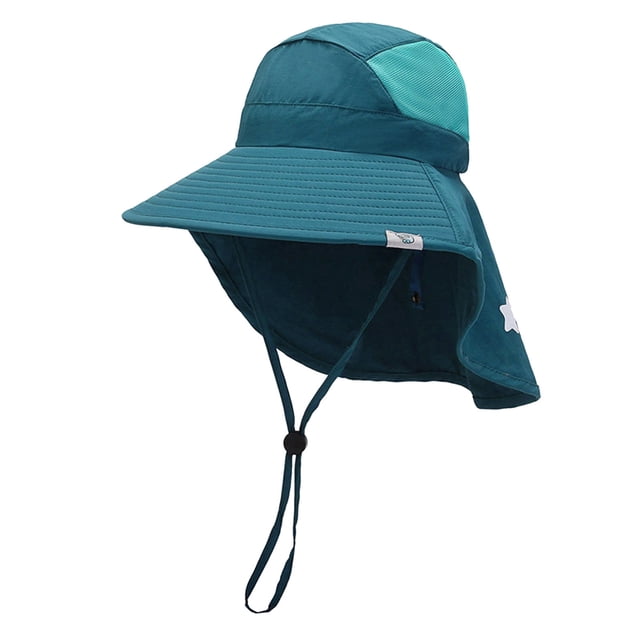 MIASHUI Chapeau de Soleil de Plage Extérieur Ajustable pour Tout-Petits, UPF 50+, Bob à Rabat de Nuque, Vert, Taille Unique