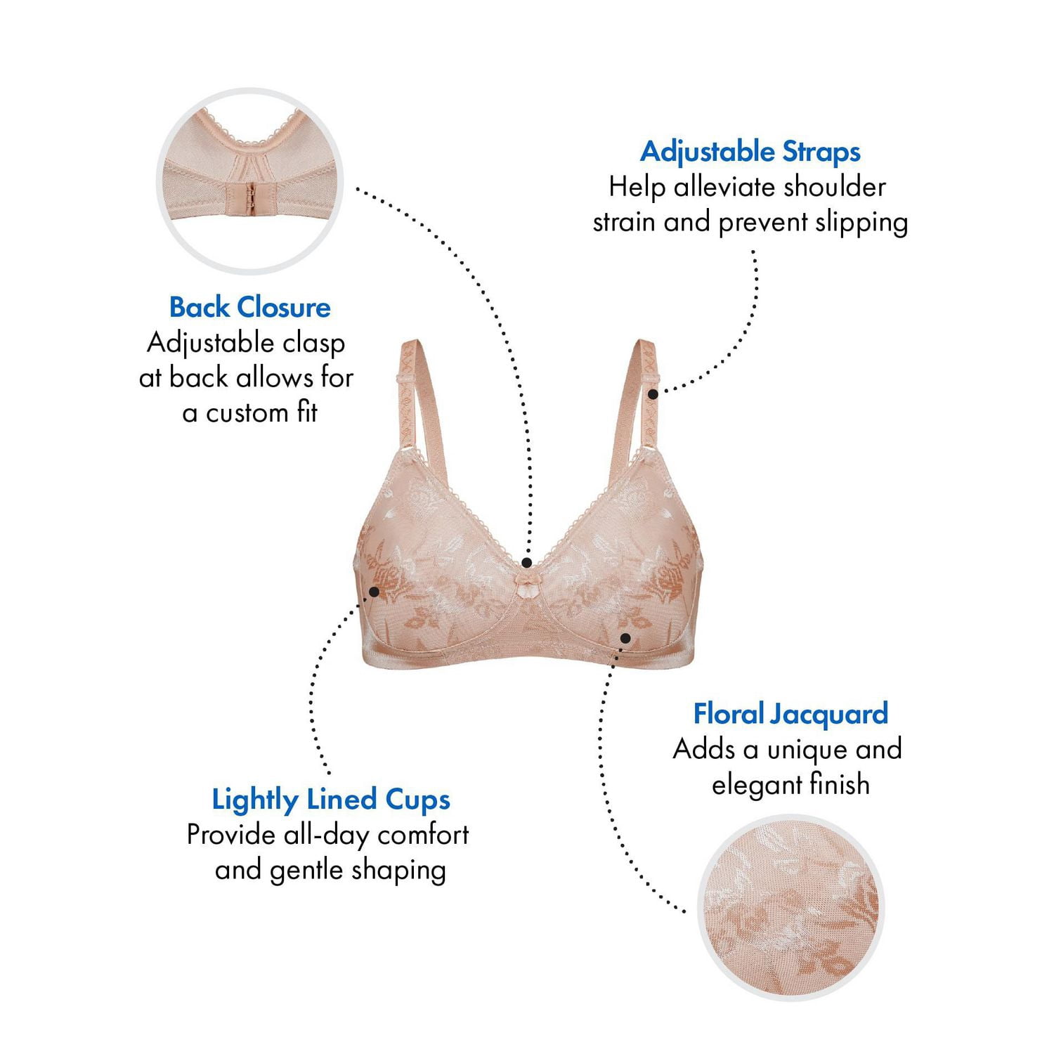 Bestform 9706222 Floral Jacquard Wireless Soft Cup Bra with Lightly-Lined Cups