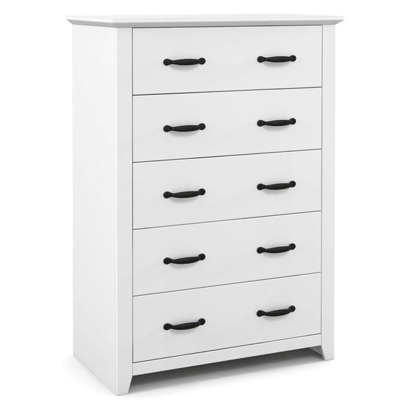 Costway 5 Drawer Chest Storage Dresser Tall Cabinet Organizer Bedroom Hallway White