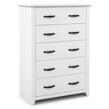 Costway 5 Drawer Chest Storage Dresser Tall Cabinet Organizer Bedroom Hallway White