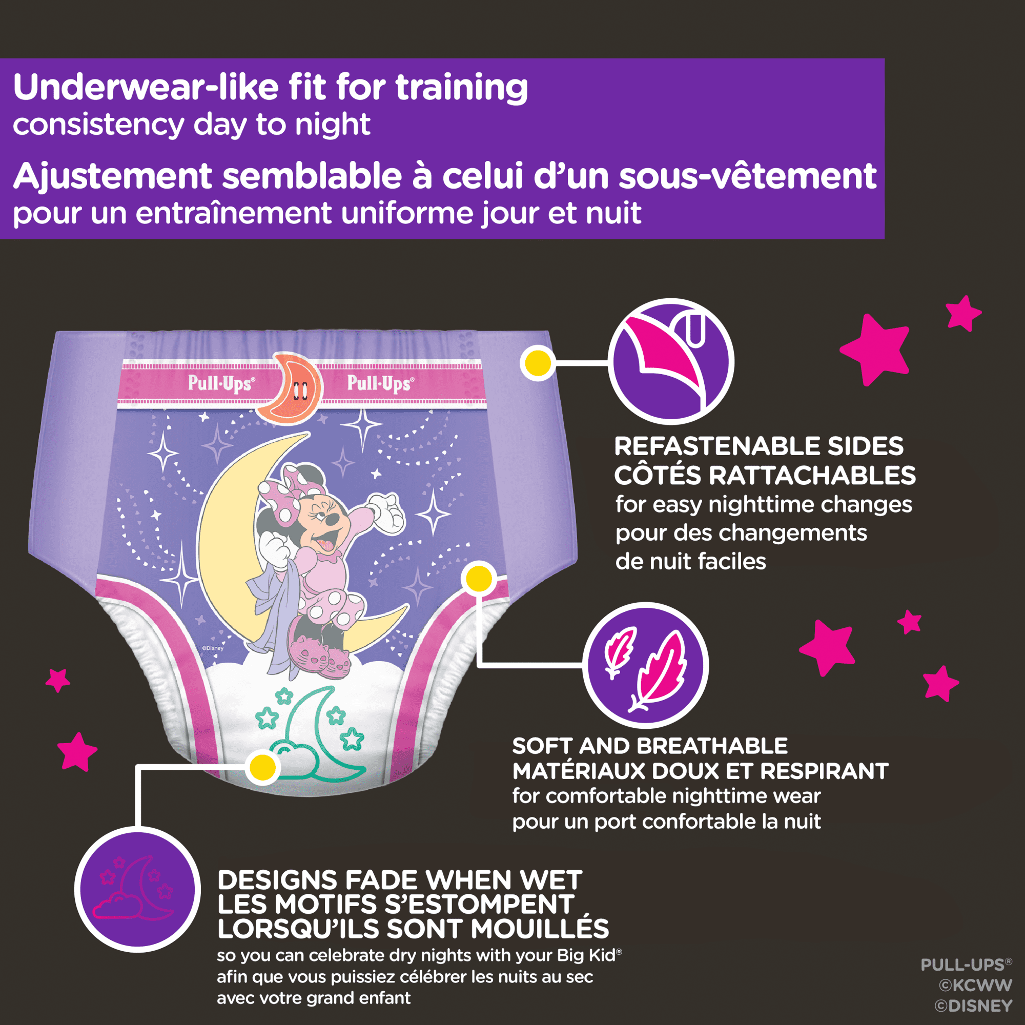 Pull-Ups Girls' Night-Time Potty Training Pants, 3T-4T (32-40 lbs), 108 Ct